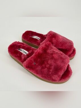 NWOT Sz 9 Minnetonka Women's Faux Fur Slide Slippers - Raspberry